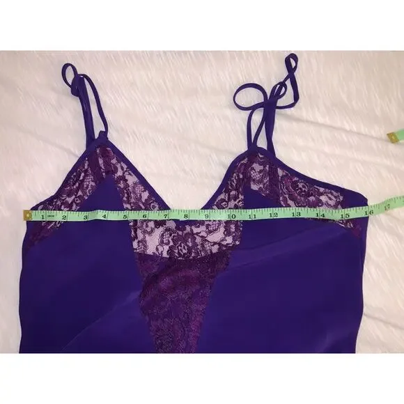 Vintage 90s Victoria's Secret Gold Label Slip Dress Purple Lace Nightie Medium - Picture 5 of 6